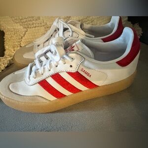 Adidas Samba White and Red Shoes
